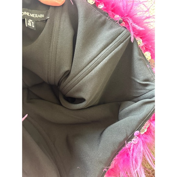 Silver Sequin Dress with Pink Feather Trim - Picture 4 of 6